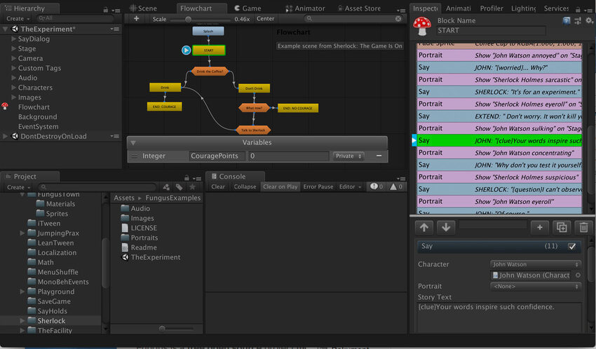 Unity Fungus user interface